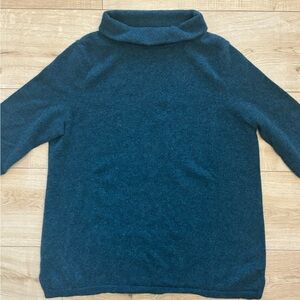 Talbots Teal Pure Cashmere Sweater Preppy Mockneck Sweater Size XL Teal Blue